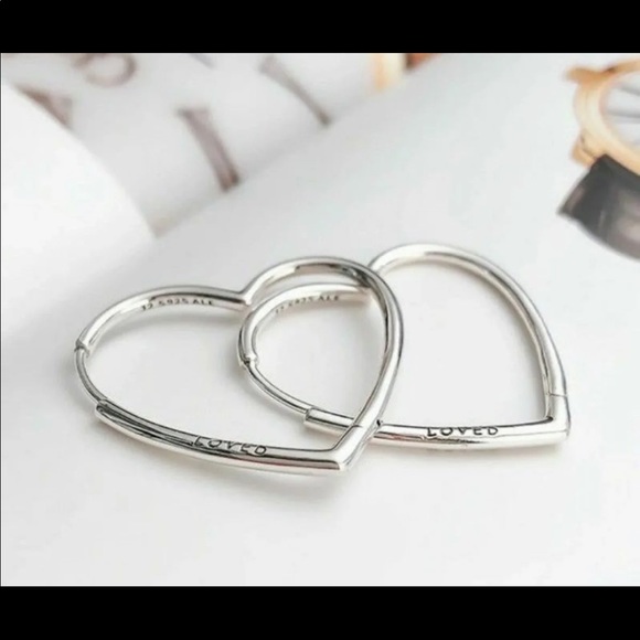 Pandora Asymmetrical LOVED Sterling Silver Earrings - Picture 3 of 3